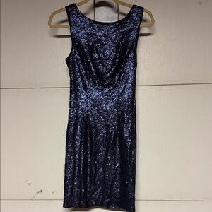 Lulu's Shimmering Midnight Blue Sequin Mini Dress